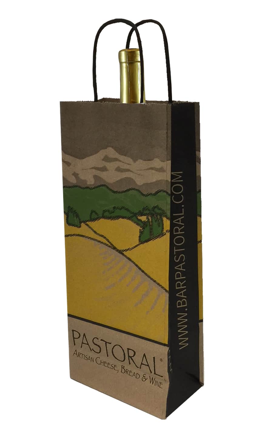 Natural Kraft Wine Tote with Twisted Paper Handles